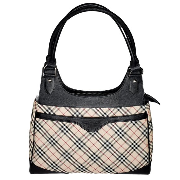 AUTHENTIC Burberry Tote Women's Bag Check Plaid Jacquard - Picture 1 of 10